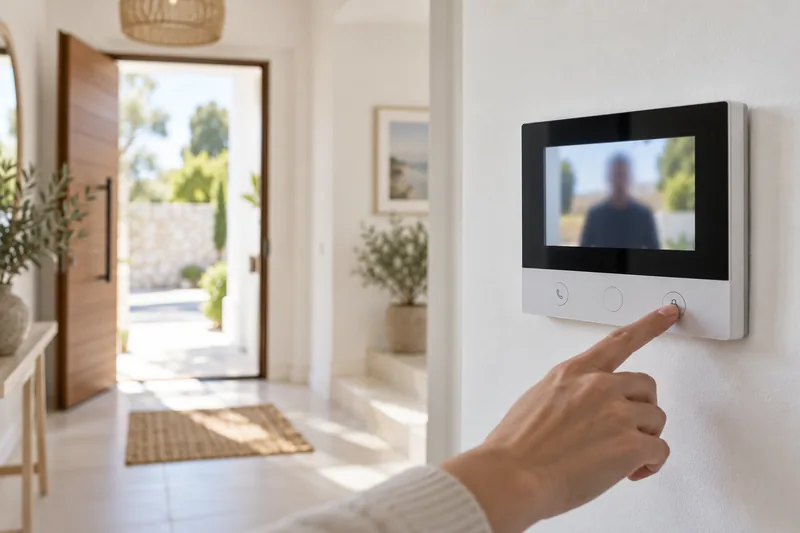 Écran de visiophone intérieur : ouverture à distance pour un visiteur