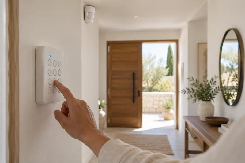 Clavier d'alarme et détecteur de mouvement dans l'entrée d'une maison